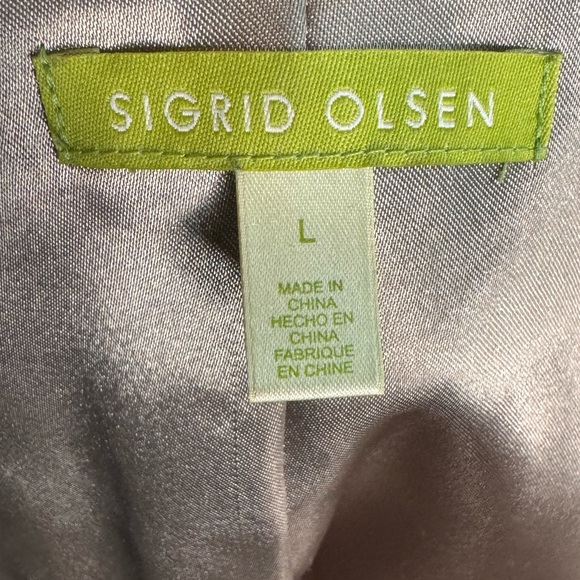 Sigrid Olsen Size L Buttery Soft Lamb Leather Jacket Metalic Champagne Gold Zip - Picture 9 of 11